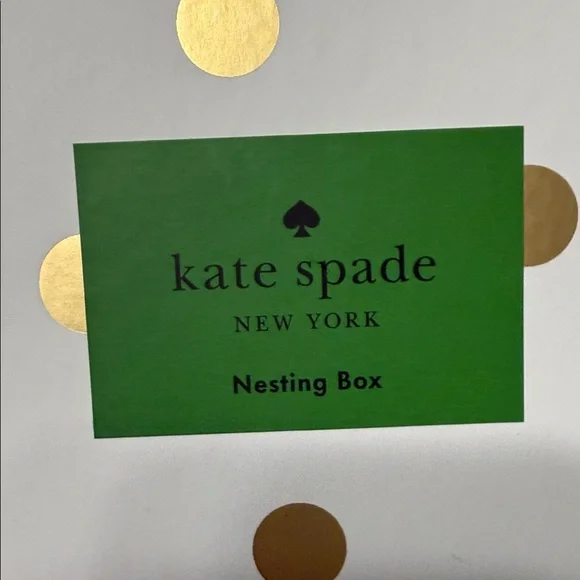 Kate Spade White and Gold Polka Dot Box Magnetic Closure - Picture 3 of 10